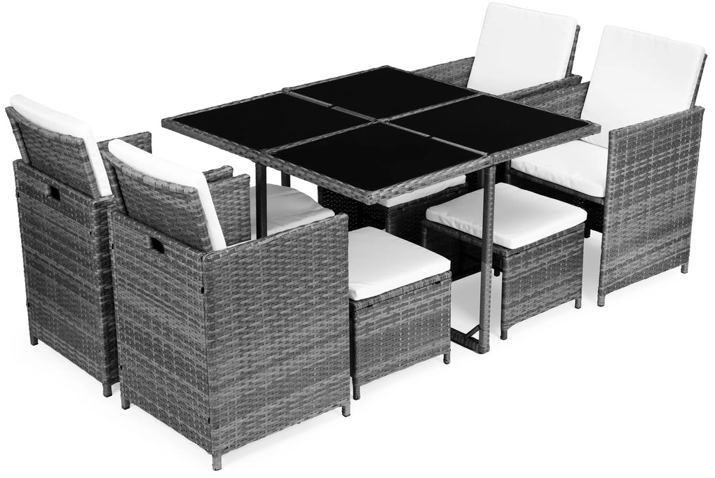 Sada záhradného nábytku z technoratanu, 4 kreslá, 4 taburetky, stôl MultiGarden