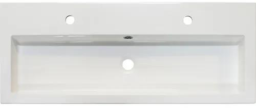 Kúpeľňový nábytkový set Sanox Straight farba čela betón antracitovo sivá ŠxVxH 100 x 170 x 40 cm s dvojitým umývadlom z minerálnej liatiny a zrkadlom s LED osvetlením