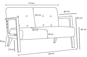 Krémová dvojmiestna pohovka TUMI