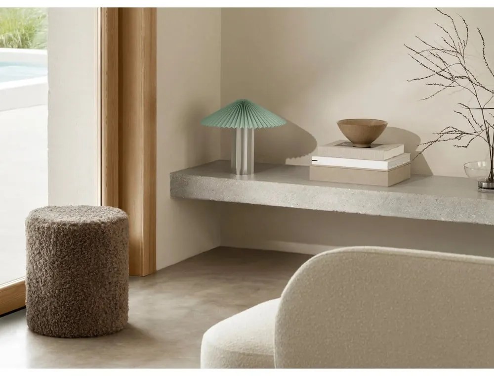 Žltá/v striebornej farbe stolová lampa so stmievačom s textilným tienidlom (výška 36 cm) Taite – Blomus