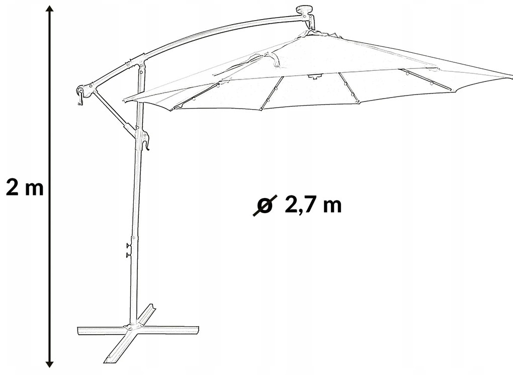 Dekorstudio Záhradný slnečník s LED osvetlením - 270 cm - tmavo sivý