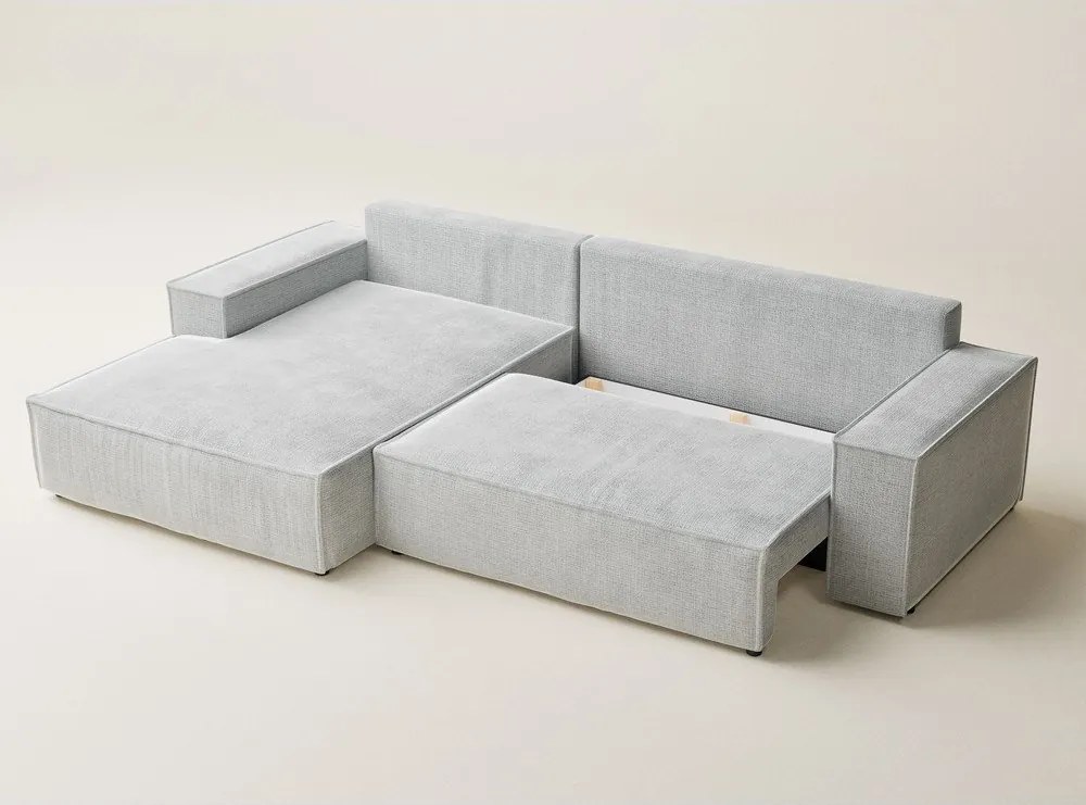 Svetlosivá ženilková rozkladacia/s úložným priestorom rohová pohovka (ľavý roh/s leňoškou) Maze – Maison de Rêve