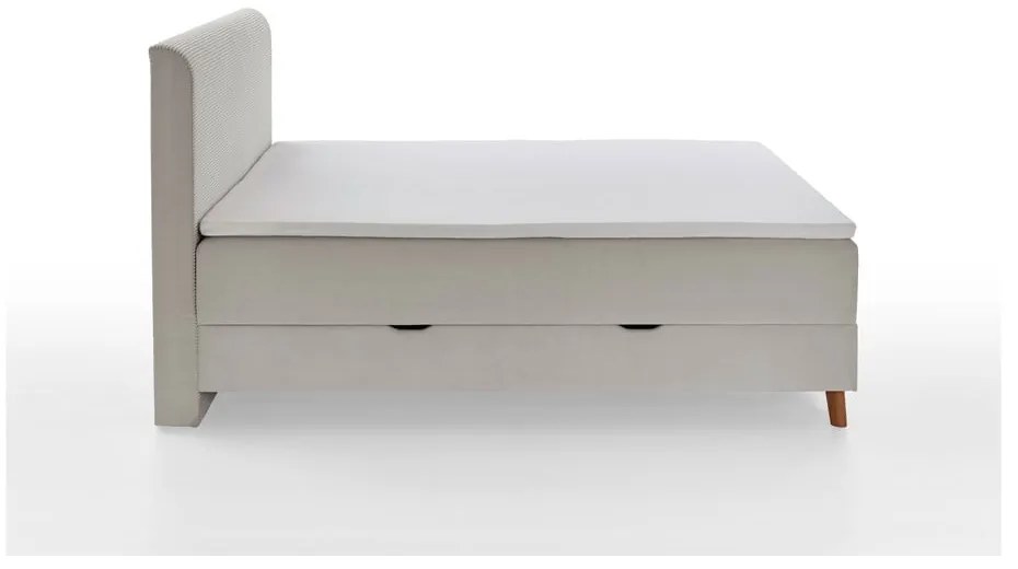 Béžová boxspring posteľ s úložným priestorom 160x200 cm Memphis - Meise Möbel