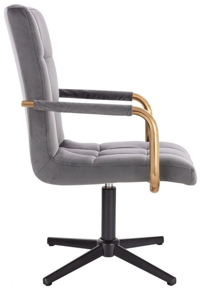 LuxuryForm DESIGN Otočná stolička VERONA GOLD VELUR na čiernom kríži - tmavo šedá