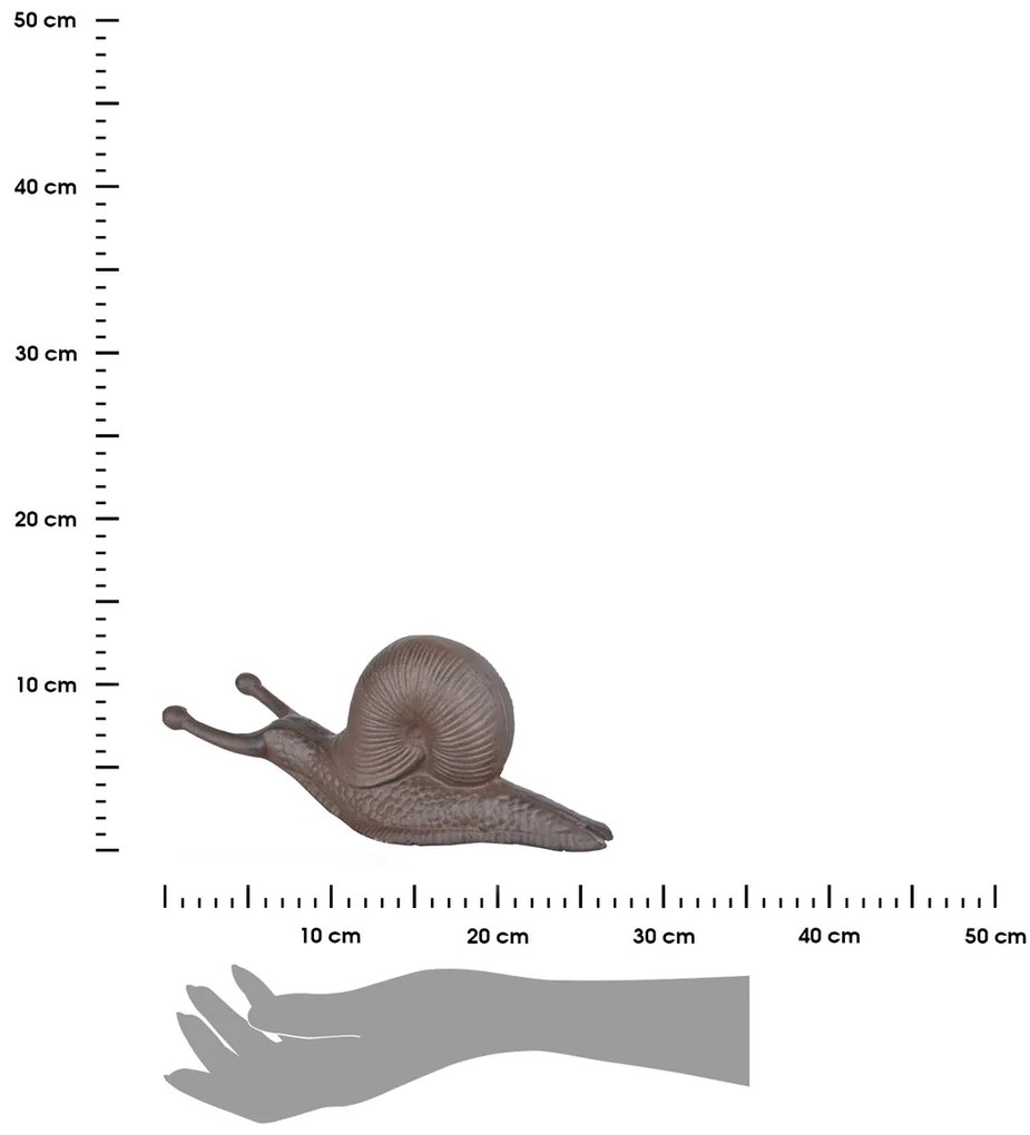 Záhradná liatinová figúrka Snail, 12,5x32 cm, hnedá