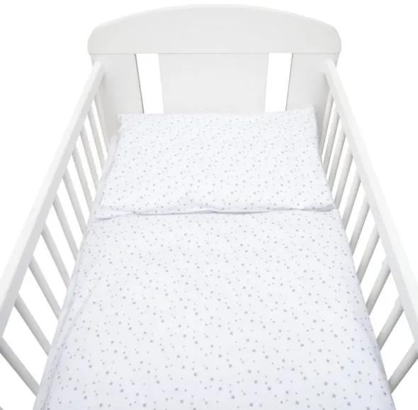 NEW BABY 3-dielne posteľné obliečky New Baby 90/120 cm biele sivé hviezdičky