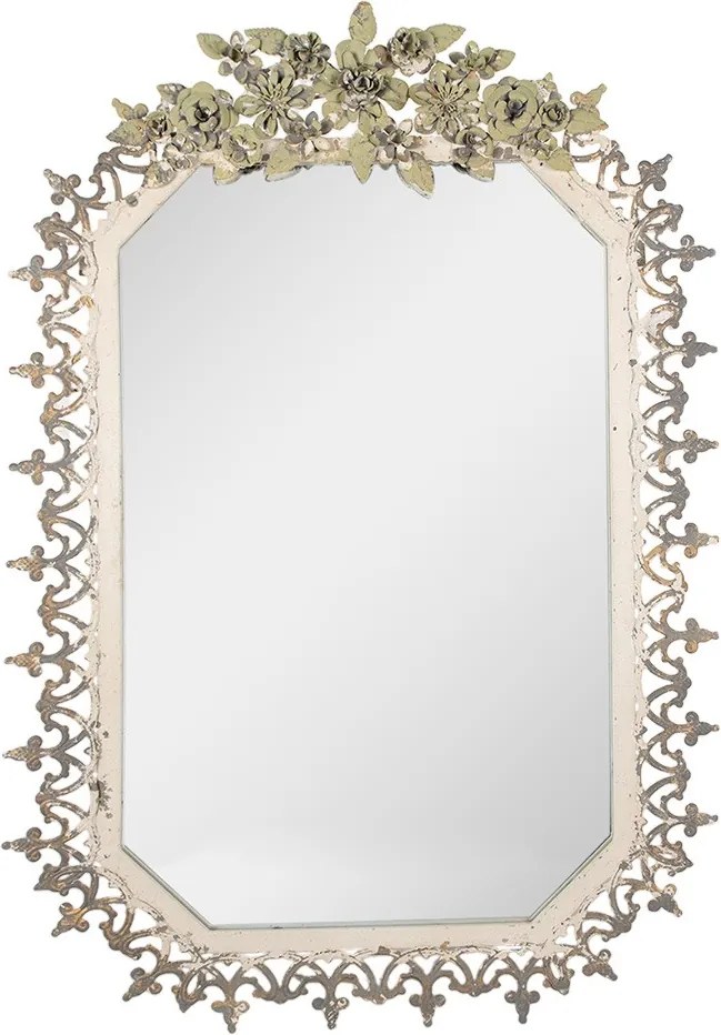 Šedobéžové anik nástenné zrkadlo s ozdobnými kvetmi Viloé - 63*3*93 cm