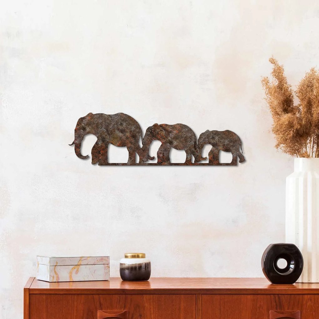 Nástěnná kovová dekorace Rusty Elephant 1 vícebarevná