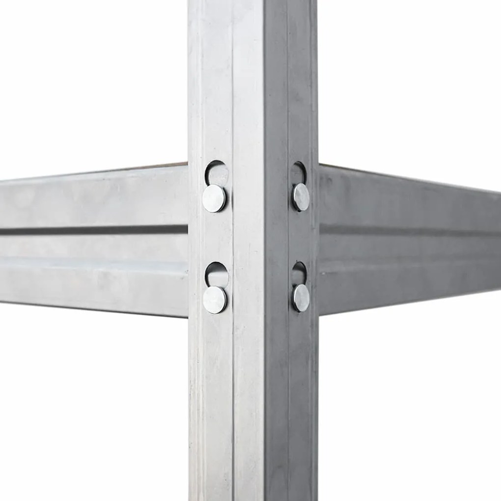 BULLRACK RIVET bezskrutkový kovový regál s drevenou DTD policou, 200x100x60 cm, 4 police, 600kg na policu, zinok