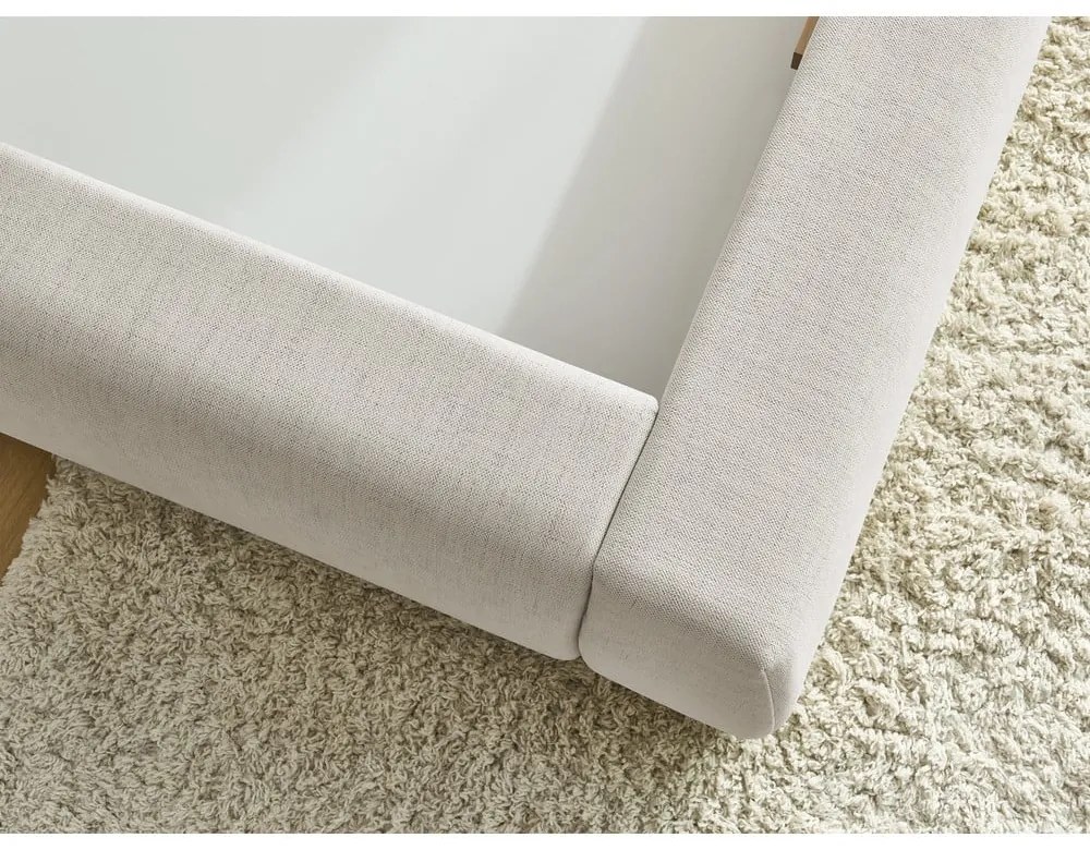 Béžová čalúnená dvojlôžková posteľ s úložným priestorom s roštom 180x200 cm Jagna – Bobochic Paris