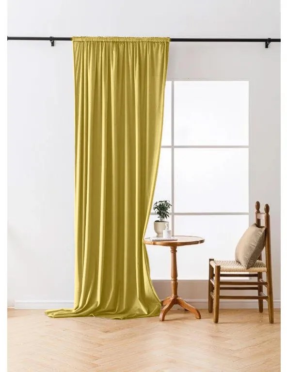 Zatemňovacia záclona VELVET 140x270 cm, horčicová Zavesenie: Riasiaca páska