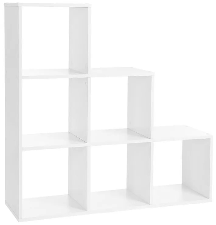 SONGMICS Schodisková polica VASAGLE 6 otvorených priehradiek biela LBC63WT