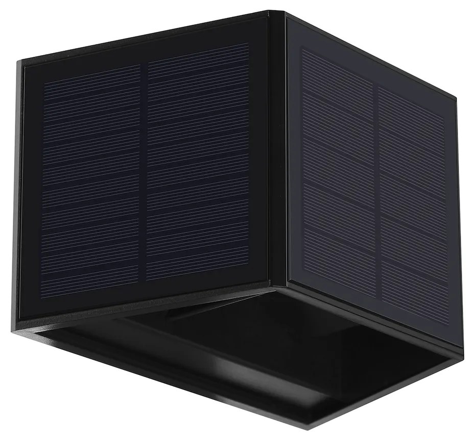 Ecolamp Exteriérové solárne nástenné LED svietidlo Wings1, 1x LED 2w, čierna