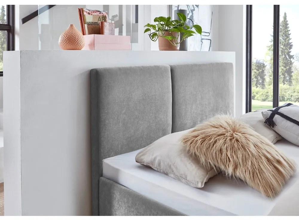 Sivá čalúnená dvojlôžková posteľ s roštom 140x200 cm Piano – Meise Möbel