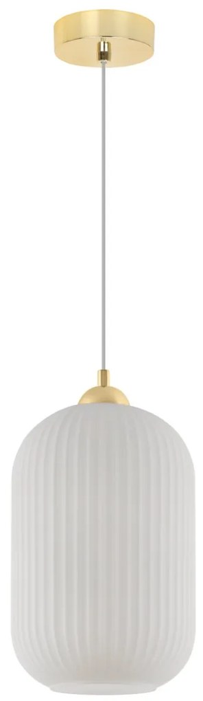 Závesné svietidlo Riffle 4, 1x biele sklenené tienidlo, g