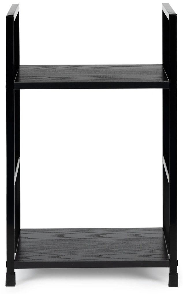 Moderná drevená knižnica, nočný stolík s 2 policami, LOFT black