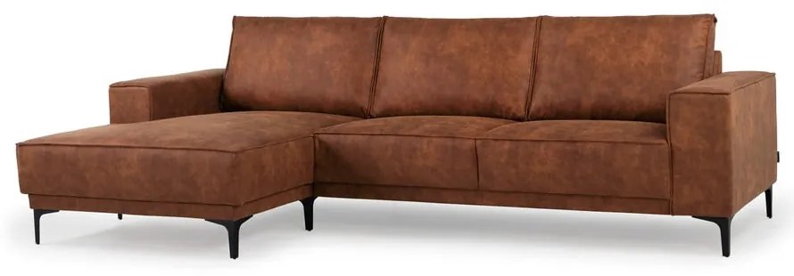 Koňakovohnedá rohová pohovka z imitácie kože (ľavý roh) Copenhagen – Scandic