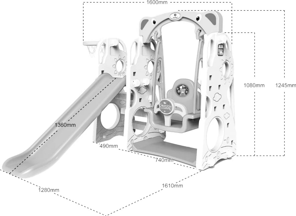 Ramiz Záhradná šmykľavka 3v1 hojdačka Basketbal pre deti Sun
