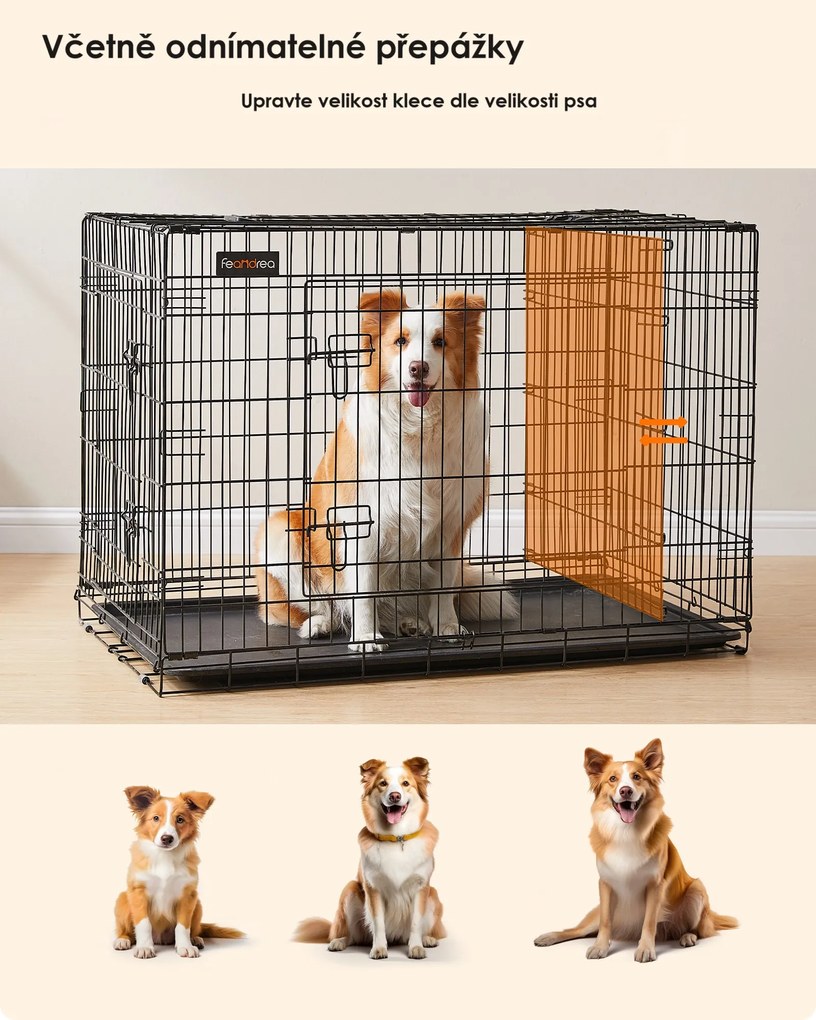 Prepravná klietka pre zvieratá Levino XL 107 cm čierna