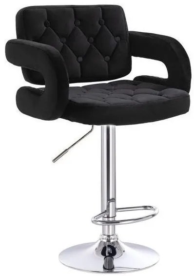 LuxuryForm DESIGN Barová stolička ADRIA VELUR na striebornom tanieri - čierna