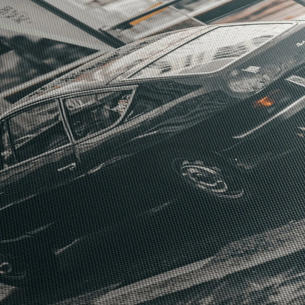 Obraz idúceho auta (s hodinami) (90x30 cm)