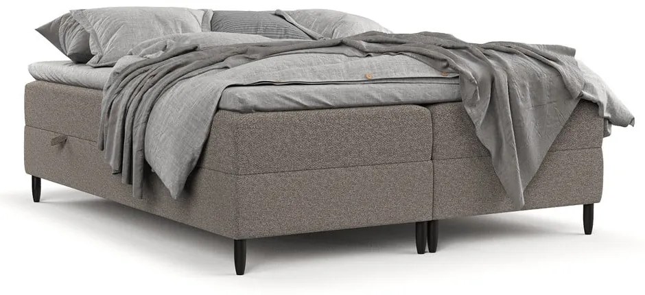 Hnedá boxspring posteľ s úložným priestorom 200x200 cm Malte – Maison de Rêve