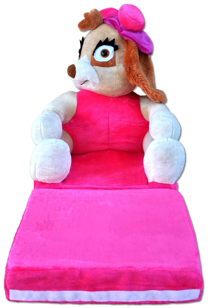 Detské plyšové rozkladacie kresielko PSÍK - ružové