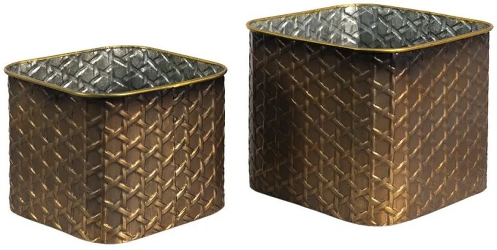 2ks zlatý antik dekoračný obal na kvetináč - 20*20*17 / 18*18*14 cm
