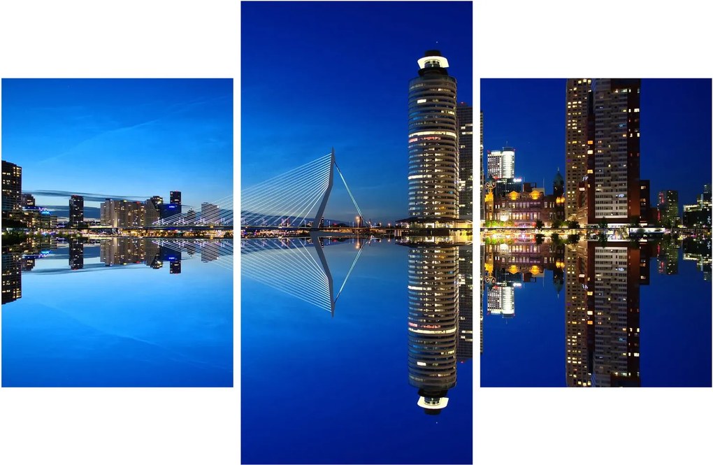 Obraz - nočný Rotterdam (90x60 cm)