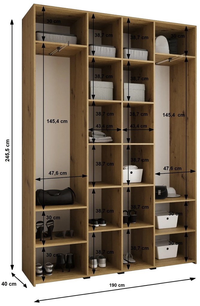 Šatníková skriňa 190 cm Carmela 40-1 (biela + zlatá). Akcia -20%. Vlastná spoľahlivá doprava až k Vám domov. 1126538