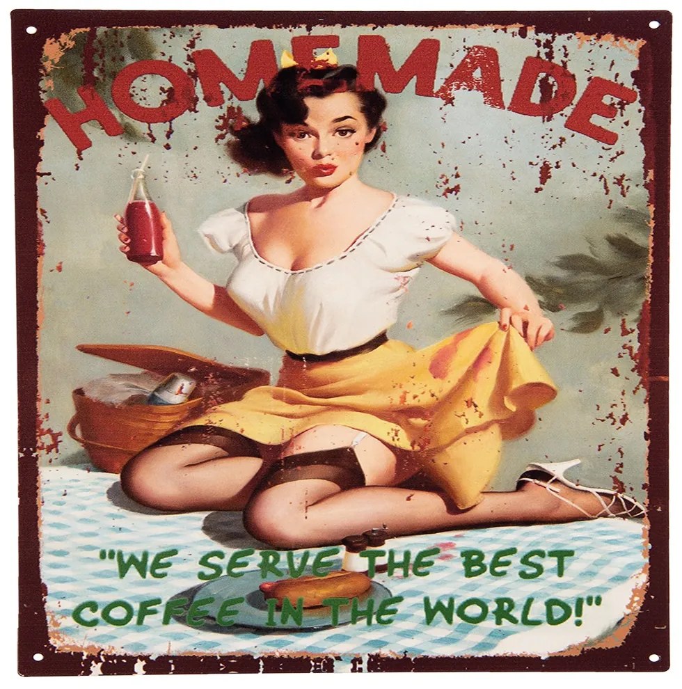 Farebná antik nástenná kovová ceduľa Homemade - 25*1*33 cm