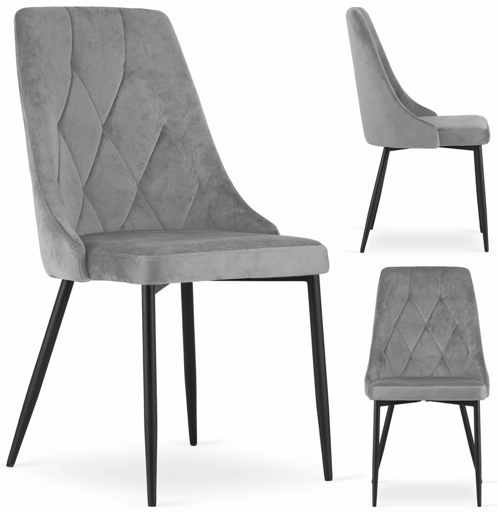 AKCIA Svetlosivá zamatová jedálenská stolička IMOLA II. akosť