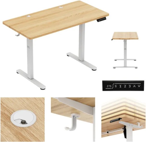 Elektrický výškovo nastaviteľný stôl Mark Adler Leader 6.9 Dub Craft / biely