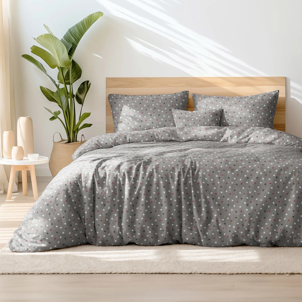 Goldea bavlnené posteľné obliečky - farebné bodky na tmavo sivom 140 x 200 a 70 x 90 cm
