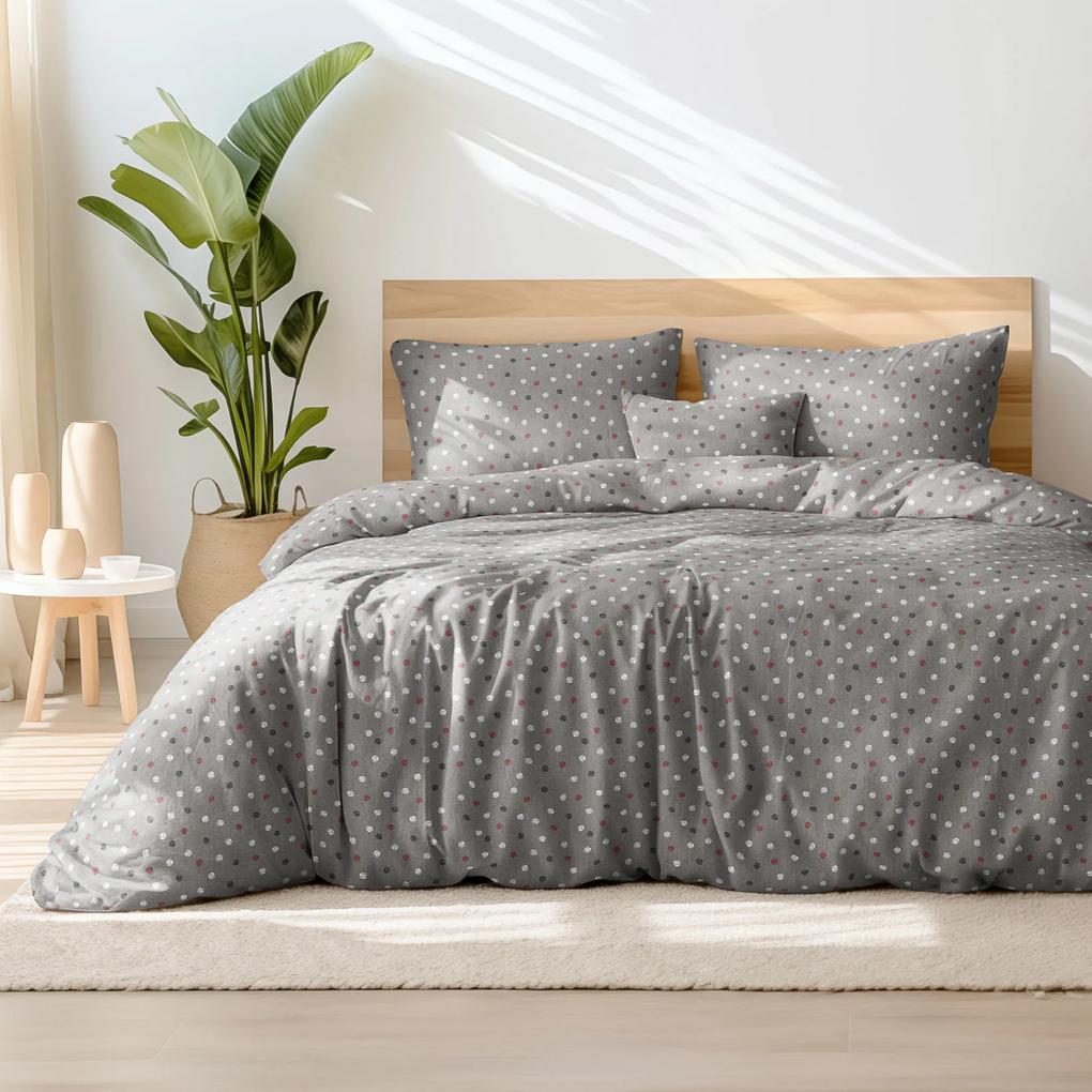 Goldea bavlnené posteľné obliečky - farebné bodky na tmavo sivom 140 x 220 a 70 x 90 cm