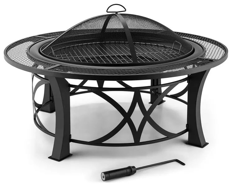 Blumfeldt Ronda, ohnisko, Ø 95 cm, gril, ochrana pred iskrami, oceľ, brunírované