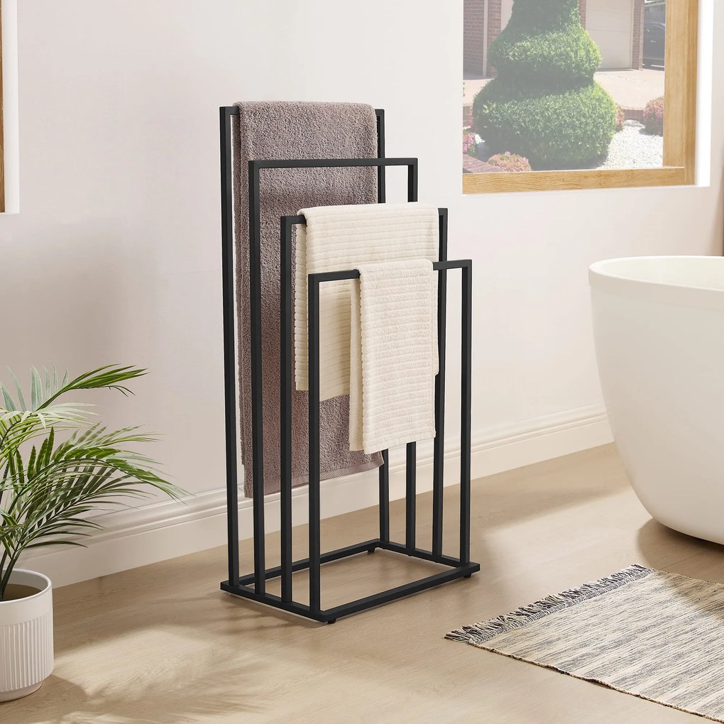 Stojan na uteráky 4- ramenný čierny