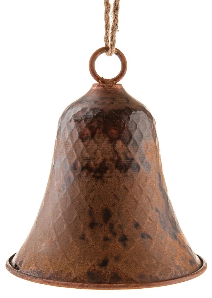Kovový závesný zvonček 17 cm, farba medená, rustik