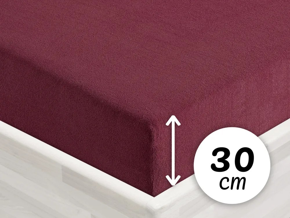 Froté napínacie prestieradlo na vysoký matrac FR-011 Bordó 80 x 200 - výška 30 cm