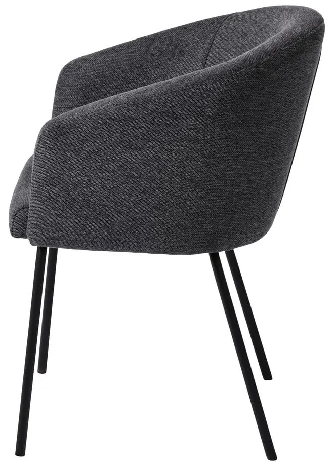 Tmavosivé čalúnené jedálenské kreslo s podrúčkami Easton – Unique Furniture