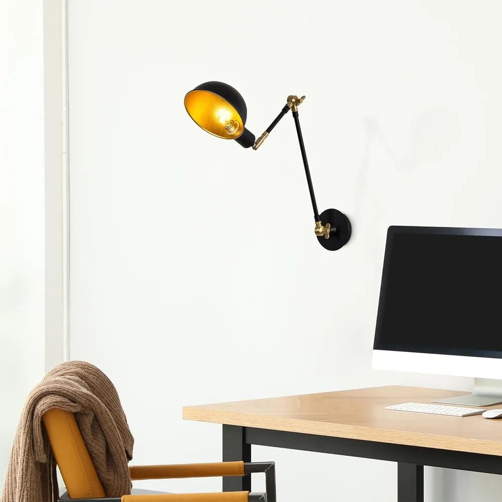 Nástenné svietidlo v čiernej a zlatej farbe ø 15 cm Sivani – Opviq lights