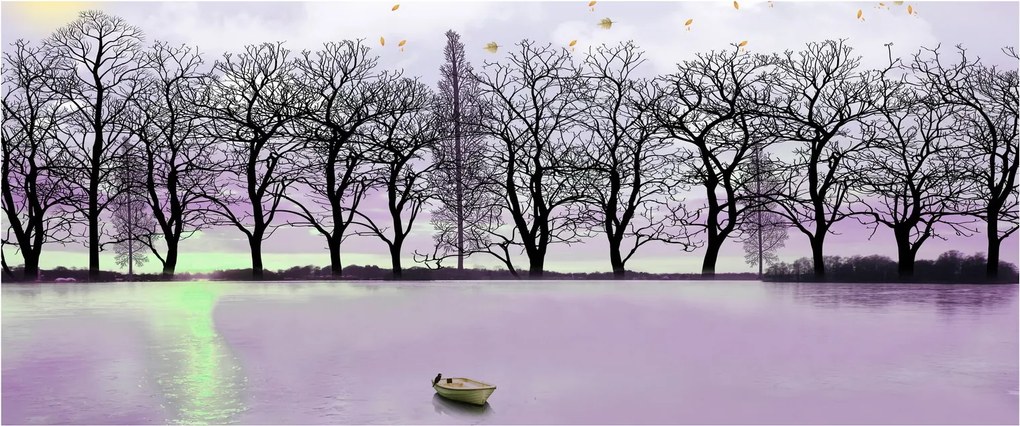 Obraz - Pramice na jazere (120x50 cm)