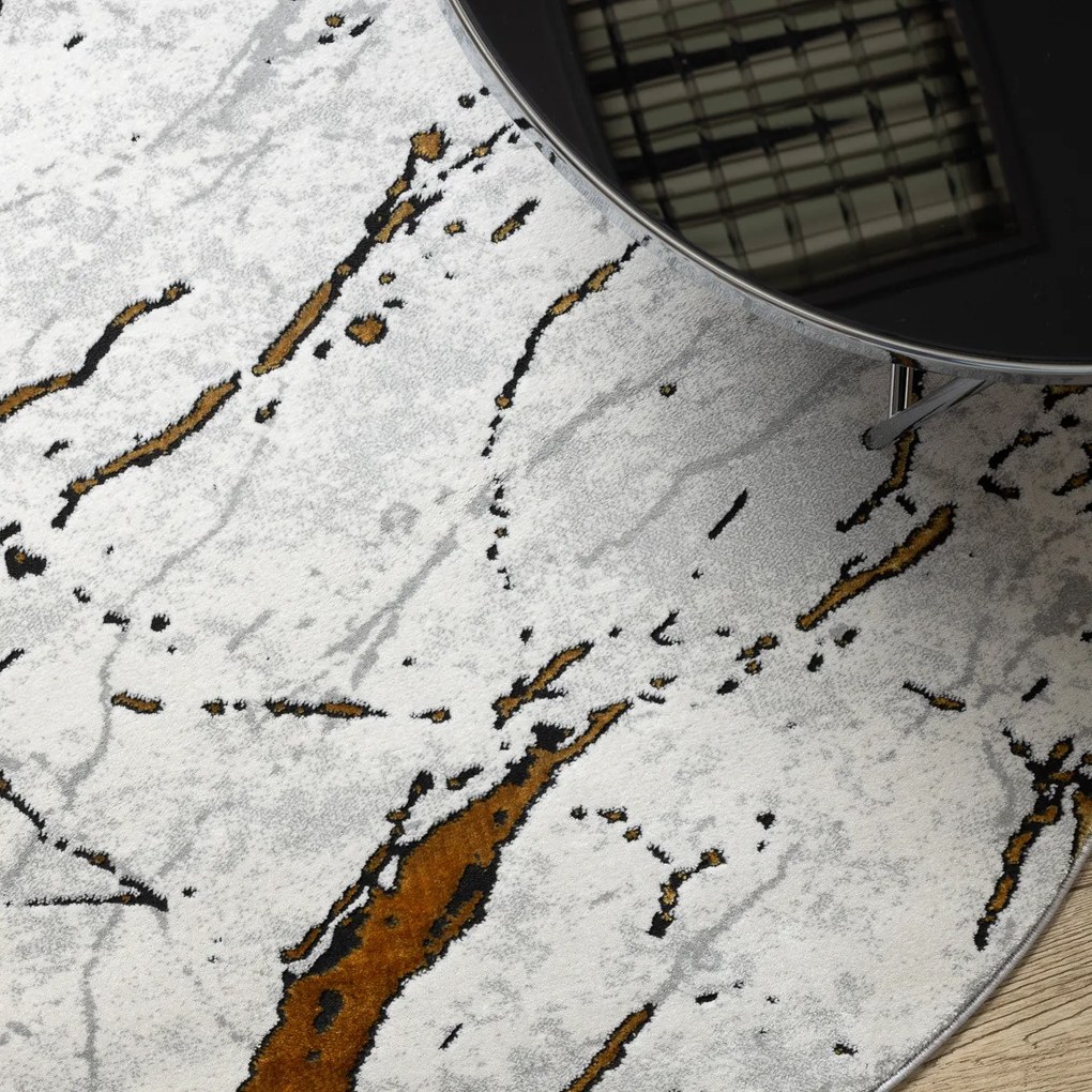 Dywany Łuszczów, Kusový koberec Allure 1963 white/gold kruh, 120x120 (priemer) kruh, biela, kancelária