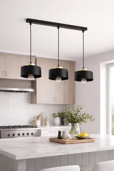 Brilagi - Závesný luster na lanku SPRING 3xE27/60W/230V čierna/zlatá