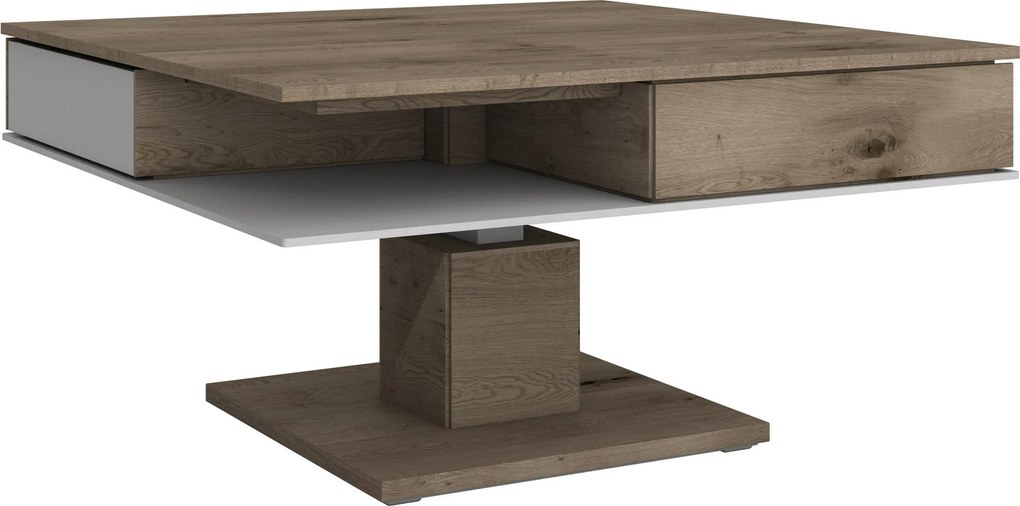 XXXLutz KONFERENČNÝ STOLÍK, biela, farba duba, drevo, sklo, 90/90/38,3 cm Voglauer - Stolíky do obývačky - 000142004093