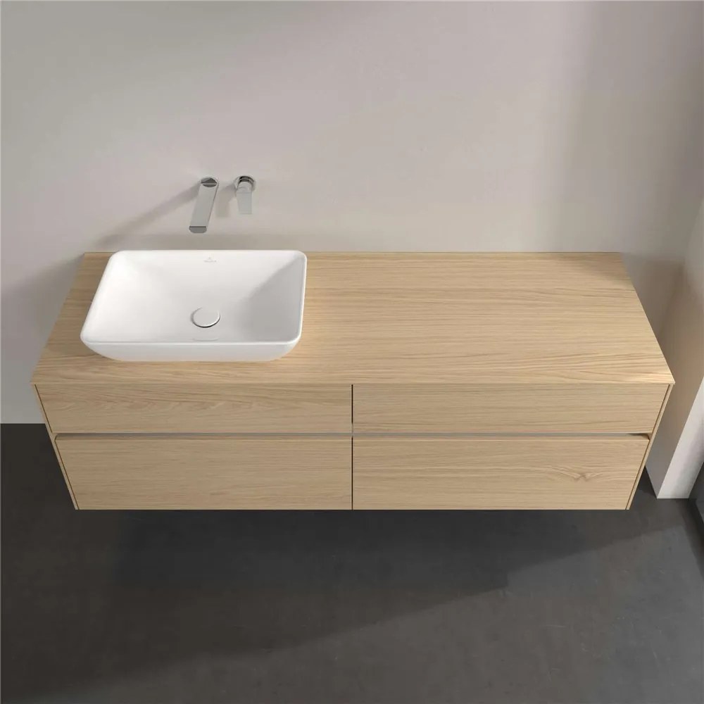 VILLEROY &amp; BOCH Collaro závesná skrinka pod umývadlo na dosku (umývadlo vľavo), 4 zásuvky, s LED osvetlením, 1600 x 500 x 548 mm, Nordic Oak, C121B0VJ