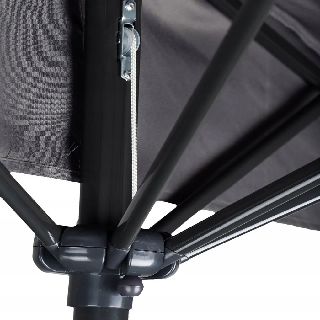 Polkruhový záhradný slnečník Liver 270 cm šedý