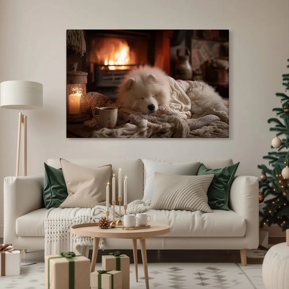 Obraz vianočná pohoda pri krbe