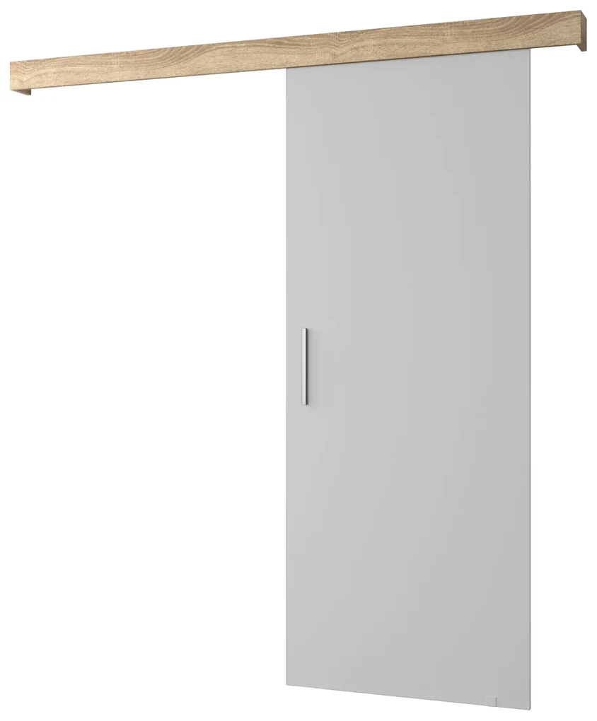 Posuvné dvere 90 cm Sharlene I (biela matná + dub sonoma + strieborná). Akcia -6%. Vlastná spoľahlivá doprava až k Vám domov. 1043595