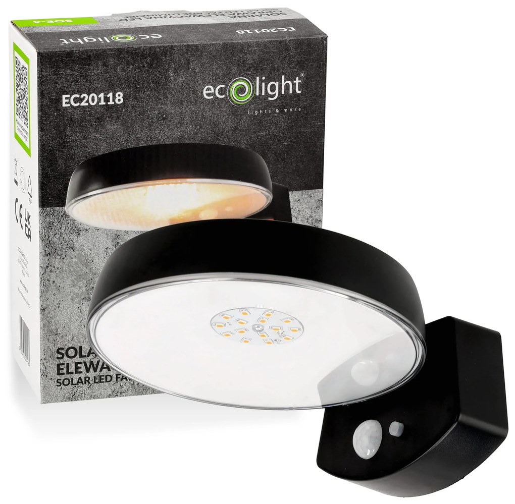 ECOLIGHT 4x Solárne fasádne LED svietidlo s pohybovým senzorom